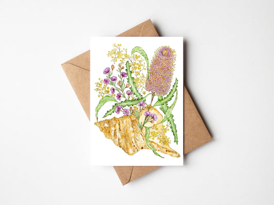 Purple Banksia Vase Card