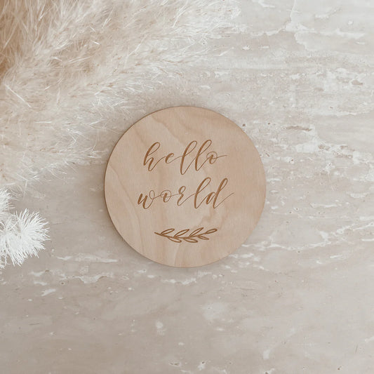 ‘Hello World’ Etched Wooden Milestone Plaque